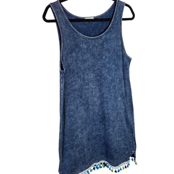 Jane and Delancey Cotton knit Tank Shift Dress Tassel Hem Beach Boho - Picture 2 of 9